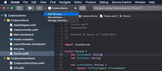 Editing a scheme in Xcode